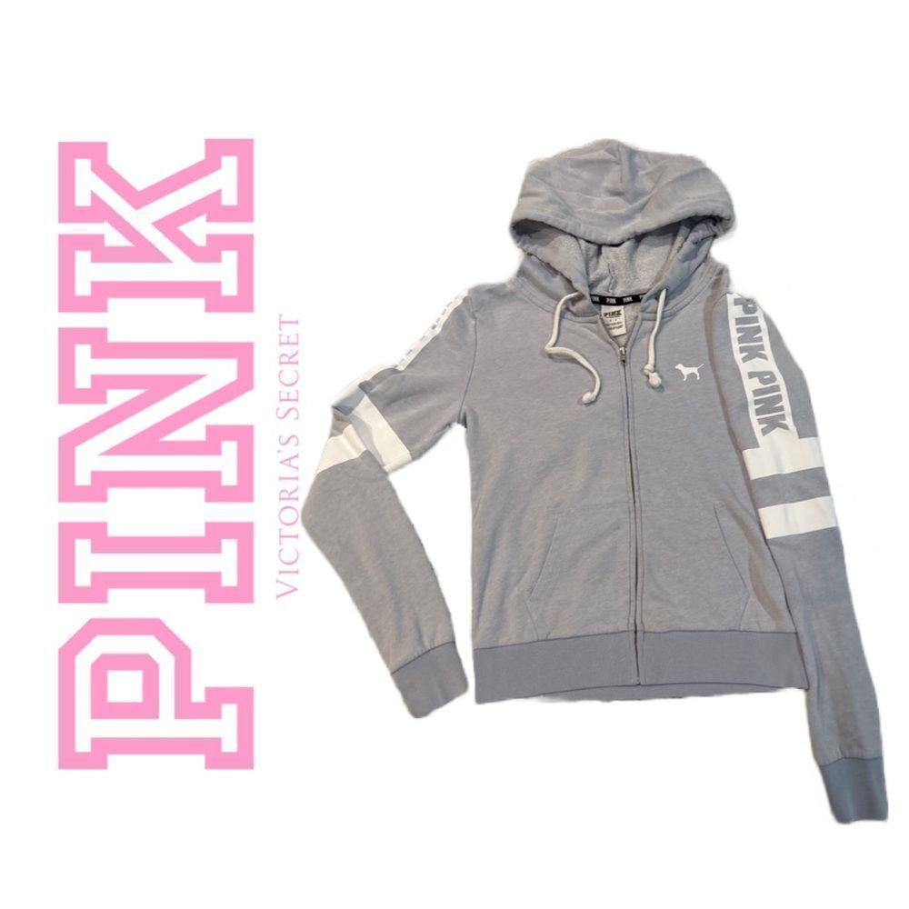 PINK Victoria’s Secret Light Blue Zip Up Hoodie -‎ Size S